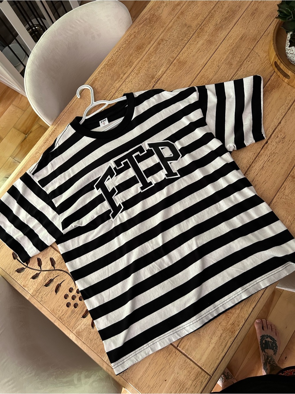 FTP Black & White Striped Short Sleeve Tee